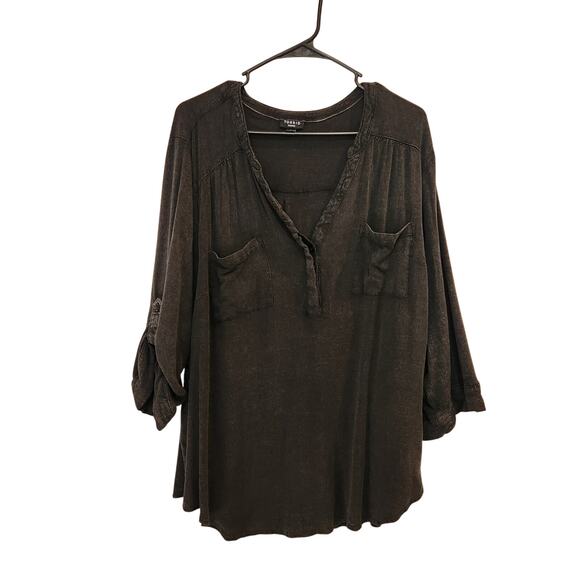 Torrid Harper Rayon Slub Pullover 3/4 Sleeve Blouse Casual Top Black Size 3X - Picture 2 of 11